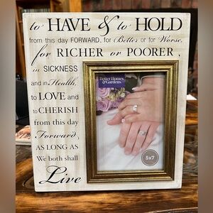 Better Homes And Gardens White and Gold Sentiment Frame 5X7. NWT